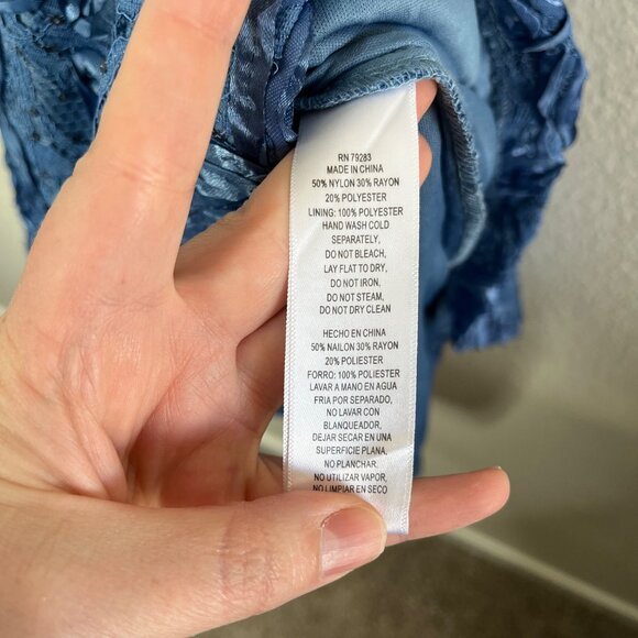 Alex Evenings Rosette A-Line Dress Blue Formal Dress 16P - Picture 8 of 13